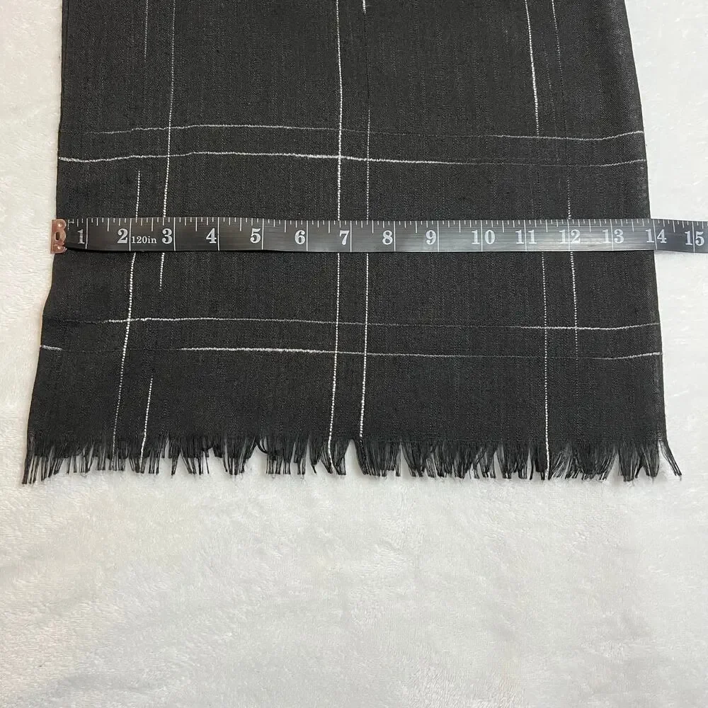 Women's Windowpane Scarf with Raw Hem Preppy Lightweight Minimalist Modest